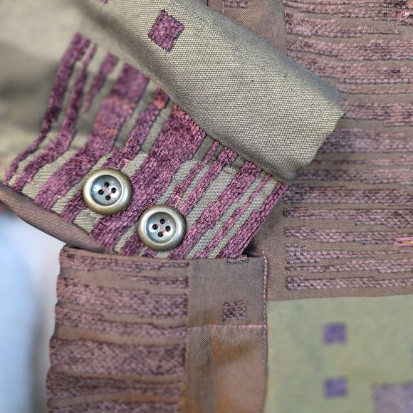 90s Harvé Benard Size 6 Patchwork Upholstery Blazer MutiColor Geometric Style - Picture 2 of 10